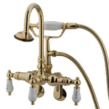 Vintage Three-Handle 2-Hole Tub Wall Mount Clawfoot Tub Faucet with Hand Shower