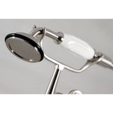 Three-Handle 2-Hole Deck-Mount Clawfoot Tub Faucet with Hand Shower