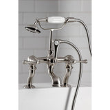 Three-Handle 2-Hole Deck-Mount Clawfoot Tub Faucet with Hand Shower