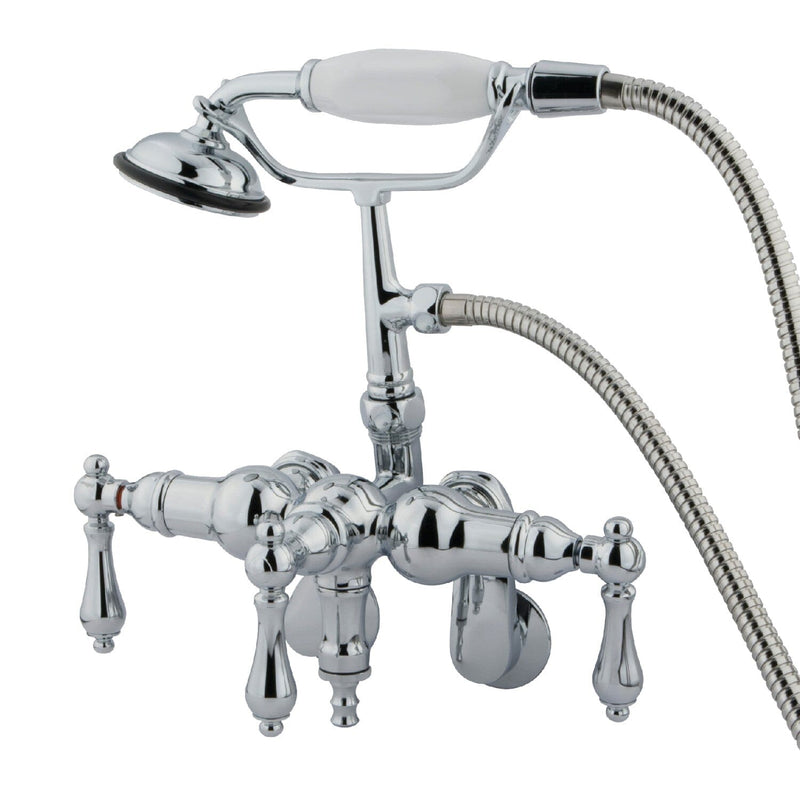 Vintage Three-Handle 2-Hole Tub Wall Mount Clawfoot Tub Faucet with Hand Shower