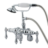 Vintage Three-Handle 2-Hole Tub Wall Mount Clawfoot Tub Faucet with Hand Shower