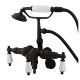 Vintage Three-Handle 2-Hole Tub Wall Mount Clawfoot Tub Faucet with Hand Shower