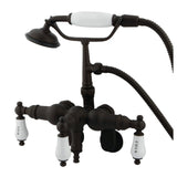 Vintage Three-Handle 2-Hole Tub Wall Mount Clawfoot Tub Faucet with Hand Shower