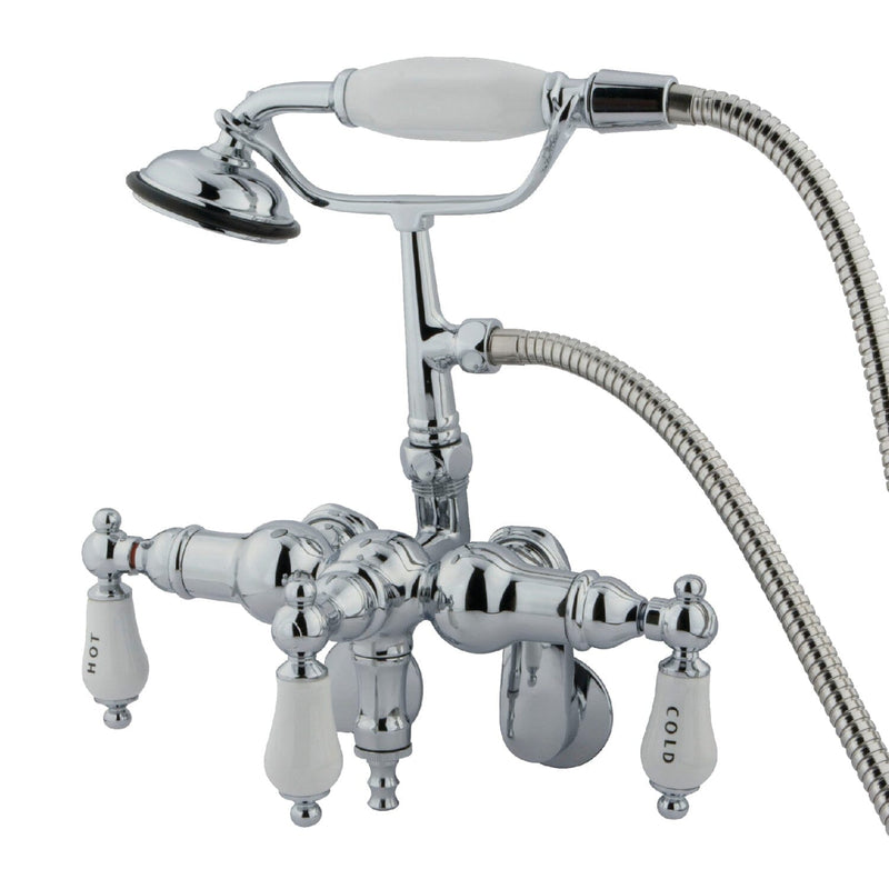 Vintage Three-Handle 2-Hole Tub Wall Mount Clawfoot Tub Faucet with Hand Shower