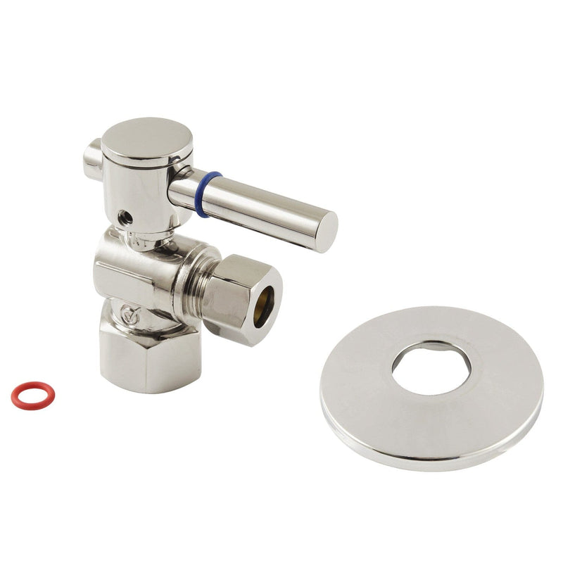 Concord 1/2-Inch FIP x 3/8-Inch O.D. Comp Quarter-Turn Angle Shut-Off Valve with Flange