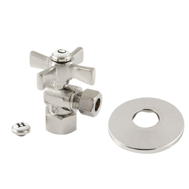 Millennium 1/2-Inch FIP x 3/8-Inch O.D. Comp Quarter-Turn Angle Shut-Off Valve with Flange