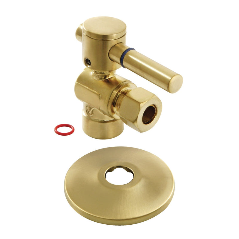 Concord 1/2-Inch Sweat x 3/8-Inch O.D. Comp Quarter-Turn Angle Shut-Off Valve with Flange