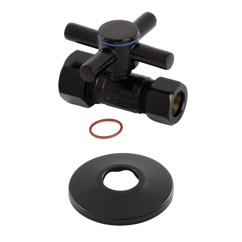 Concord 5/8-Inch O.D. Comp x 1/2-Inch O.D. Comp Quarter-Turn Straight Shut-Off Valve with Flange
