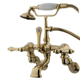 Vintage Three-Handle 2-Hole Tub Wall Mount Clawfoot Tub Faucet with Hand Shower
