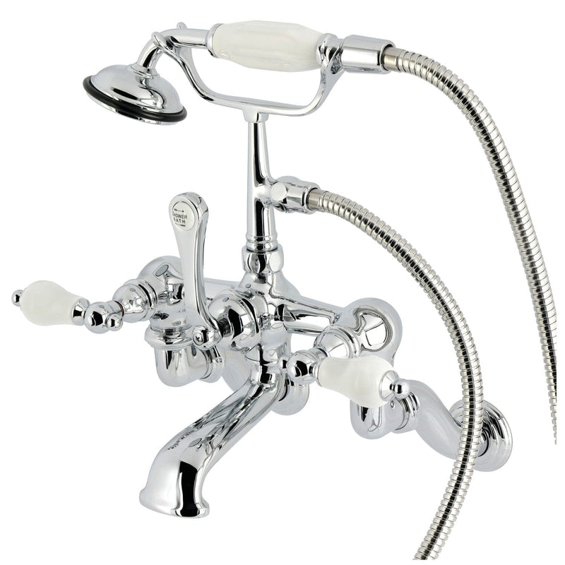 Vintage Three-Handle 2-Hole Tub Wall Mount Clawfoot Tub Faucet with Hand Shower