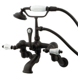 Vintage Three-Handle 2-Hole Tub Wall Mount Clawfoot Tub Faucet with Hand Shower