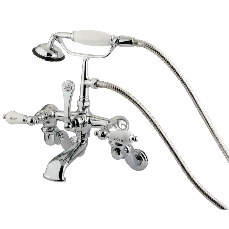 Vintage Three-Handle 2-Hole Tub Wall Mount Clawfoot Tub Faucet with Hand Shower
