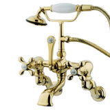 Vintage Three-Handle 2-Hole Tub Wall Mount Clawfoot Tub Faucet with Hand Shower