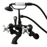 Vintage Three-Handle 2-Hole Tub Wall Mount Clawfoot Tub Faucet with Hand Shower