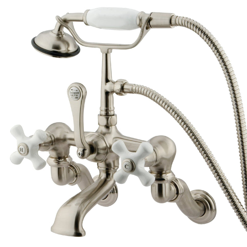 Vintage Three-Handle 2-Hole Tub Wall Mount Clawfoot Tub Faucet with Hand Shower