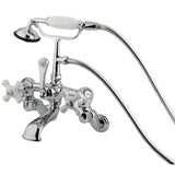 Vintage Three-Handle 2-Hole Tub Wall Mount Clawfoot Tub Faucet with Hand Shower