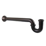 Vintage 1-1/4 (or 1-1/2) x 1-1/2 Inch Decor P-Trap with Bell Flange, 19 Inch Length, 18 Gauge