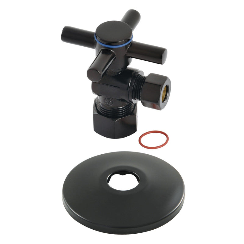 5/8-Inch O.D. Comp x 3/8-Inch O.D. Comp Quarter-Turn Angle Shut-Off Valve with Flange