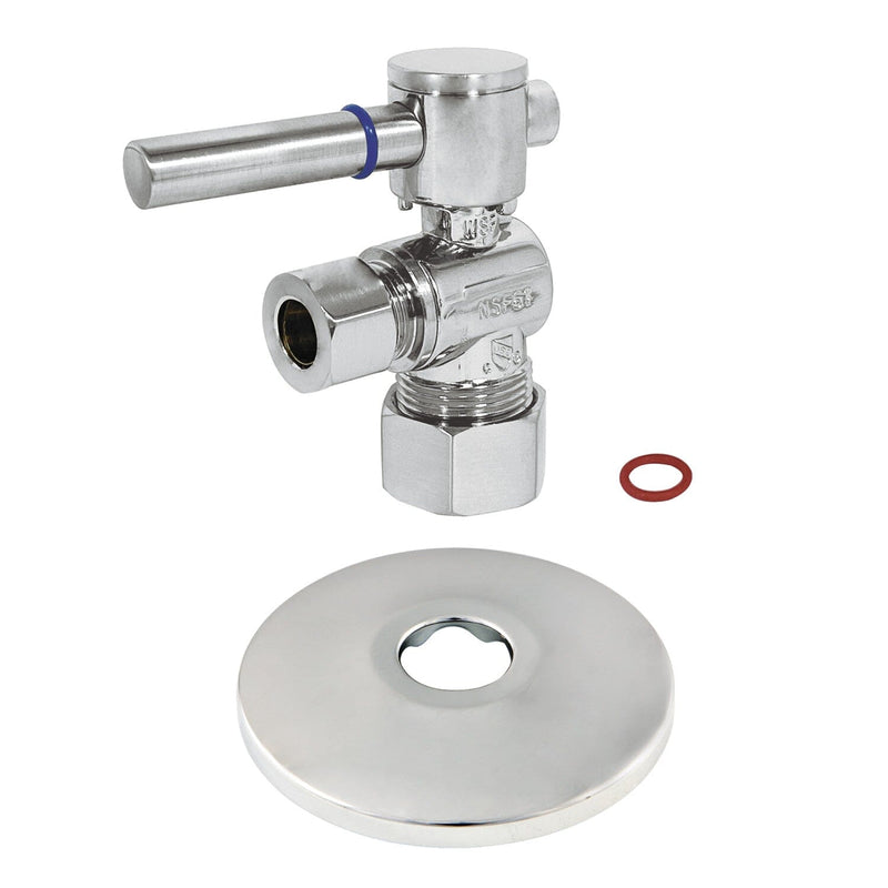 5/8-Inch O.D. Comp x 3/8-Inch O.D. Comp Quarter-Turn Angle Shut-Off Valve with Flange
