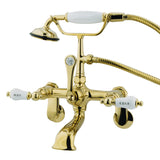 Vintage Three-Handle 2-Hole Tub Wall Mount Clawfoot Tub Faucet with Hand Shower