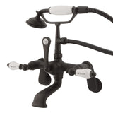 Vintage Three-Handle 2-Hole Tub Wall Mount Clawfoot Tub Faucet with Hand Shower