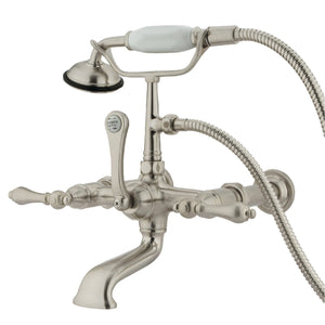 Vintage Three-Handle 2-Hole Tub Wall Mount Clawfoot Tub Faucet with Hand Shower