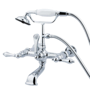 Vintage Three-Handle 2-Hole Tub Wall Mount Clawfoot Tub Faucet with Hand Shower