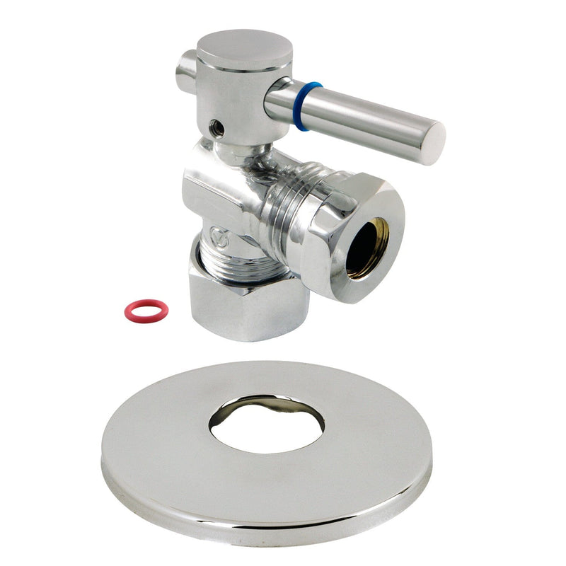 5/8-Inch O.D. Comp x 1/2-Inch or 7/16-Inch Slip Joint Quarter-Turn Angle Shut-Off Valve with Flange