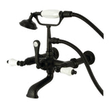 Vintage Three-Handle 2-Hole Tub Wall Mount Clawfoot Tub Faucet with Hand Shower