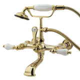Vintage Three-Handle 2-Hole Tub Wall Mount Clawfoot Tub Faucet with Hand Shower