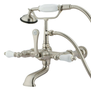 Vintage Three-Handle 2-Hole Tub Wall Mount Clawfoot Tub Faucet with Hand Shower