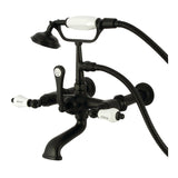 Vintage Three-Handle 2-Hole Tub Wall Mount Clawfoot Tub Faucet with Hand Shower