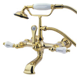 Vintage Three-Handle 2-Hole Tub Wall Mount Clawfoot Tub Faucet with Hand Shower