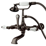 Vintage Three-Handle 2-Hole Tub Wall Mount Clawfoot Tub Faucet with Hand Shower