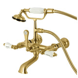 Vintage Three-Handle 2-Hole Tub Wall Mount Clawfoot Tub Faucet with Hand Shower