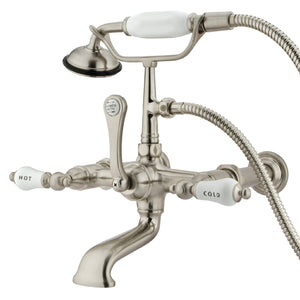 Vintage Three-Handle 2-Hole Tub Wall Mount Clawfoot Tub Faucet with Hand Shower