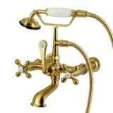 Vintage Three-Handle 2-Hole Tub Wall Mount Clawfoot Tub Faucet with Hand Shower