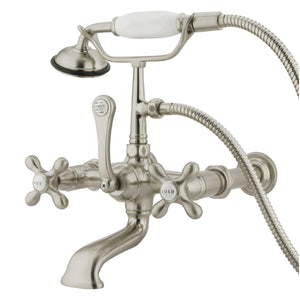 Vintage Three-Handle 2-Hole Tub Wall Mount Clawfoot Tub Faucet with Hand Shower