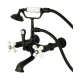 Vintage Three-Handle 2-Hole Tub Wall Mount Clawfoot Tub Faucet with Hand Shower