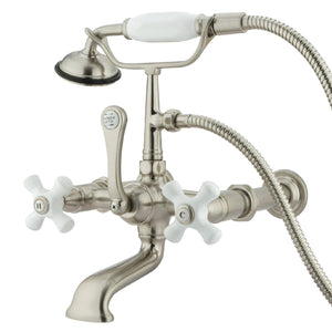 Vintage Three-Handle 2-Hole Tub Wall Mount Clawfoot Tub Faucet with Hand Shower