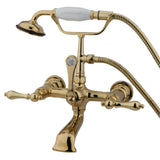 Vintage Three-Handle 2-Hole Tub Wall Mount Clawfoot Tub Faucet with Hand Shower