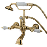 Vintage Three-Handle 2-Hole Tub Wall Mount Clawfoot Tub Faucet with Hand Shower