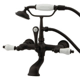 Vintage Three-Handle 2-Hole Tub Wall Mount Clawfoot Tub Faucet with Hand Shower