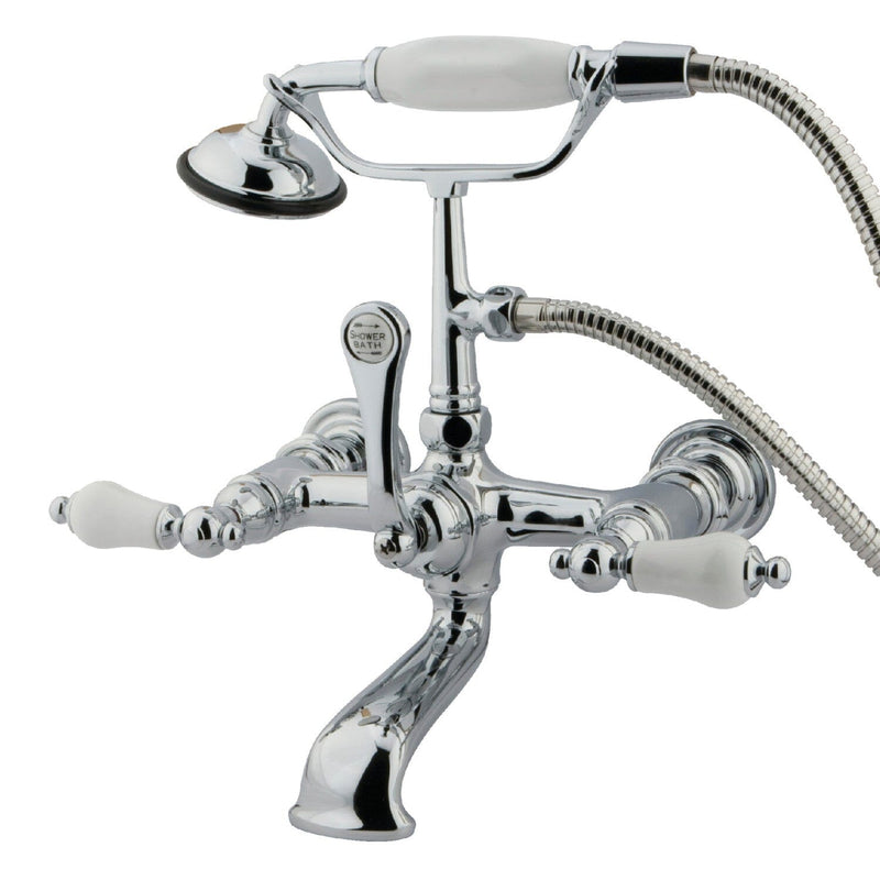 Vintage Three-Handle 2-Hole Tub Wall Mount Clawfoot Tub Faucet with Hand Shower