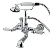 Vintage Three-Handle 2-Hole Tub Wall Mount Clawfoot Tub Faucet with Hand Shower