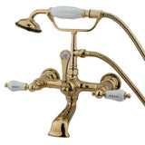 Vintage Three-Handle 2-Hole Tub Wall Mount Clawfoot Tub Faucet with Hand Shower