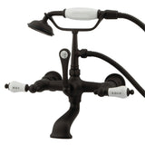 Vintage Three-Handle 2-Hole Tub Wall Mount Clawfoot Tub Faucet with Hand Shower