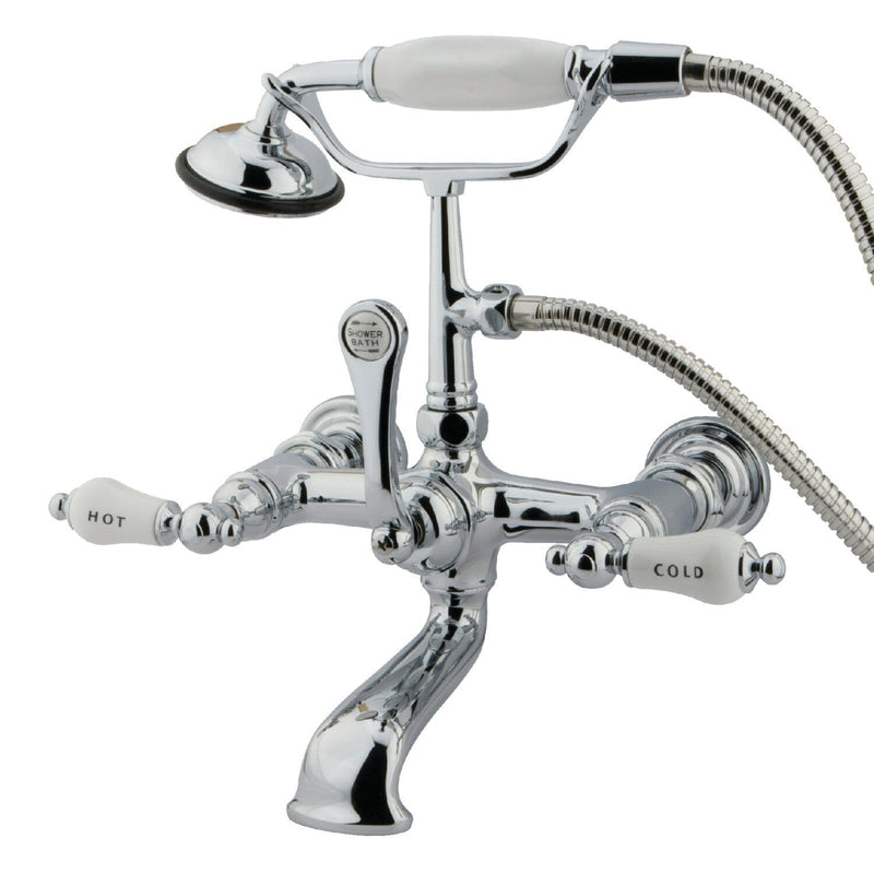 Vintage Three-Handle 2-Hole Tub Wall Mount Clawfoot Tub Faucet with Hand Shower