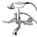 Vintage Three-Handle 2-Hole Tub Wall Mount Clawfoot Tub Faucet with Hand Shower