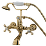 Vintage Three-Handle 2-Hole Tub Wall Mount Clawfoot Tub Faucet with Hand Shower